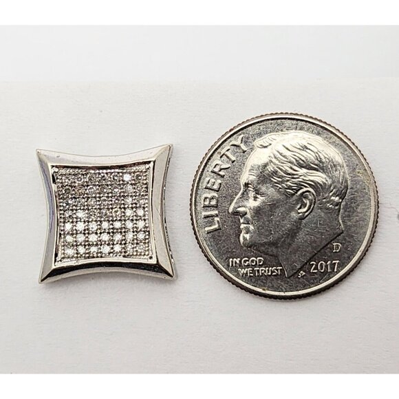 Unique Single 10K Solid White Gold Square Shaped Diamond Stud Earring - 0.25ct - Picture 10 of 12